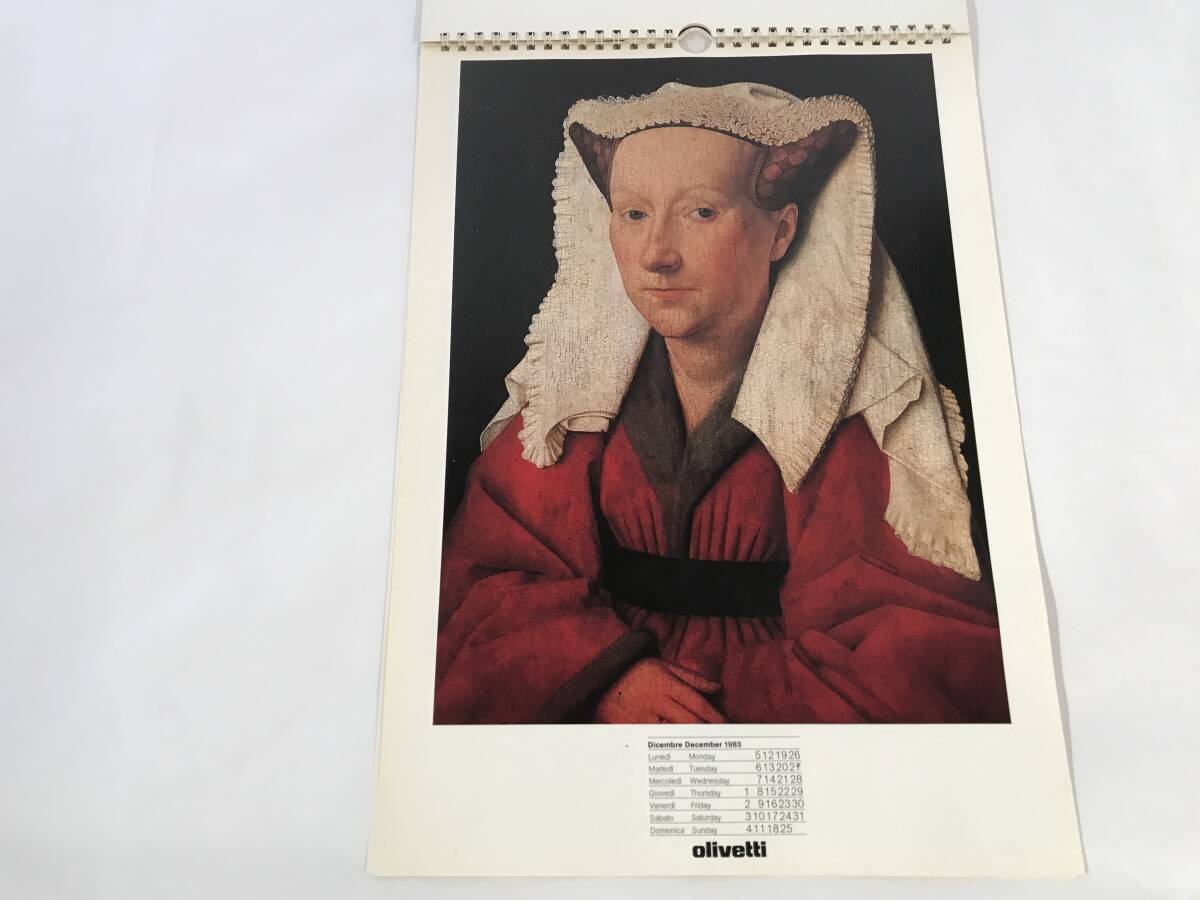過去のオリベッティカレンダー 1983年 Olivetti社 Jan van Eyck ファン・エイク 絵画カレンダー アンティーク インテリアの画像10