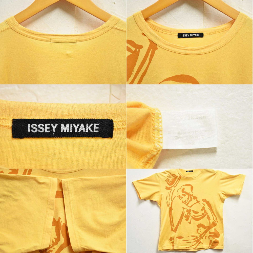 日本製 ISSEY MIYAKE MEN イッセイ ミヤケ ライトオレンジ スカル柄 メンズL相当(33283_画像3