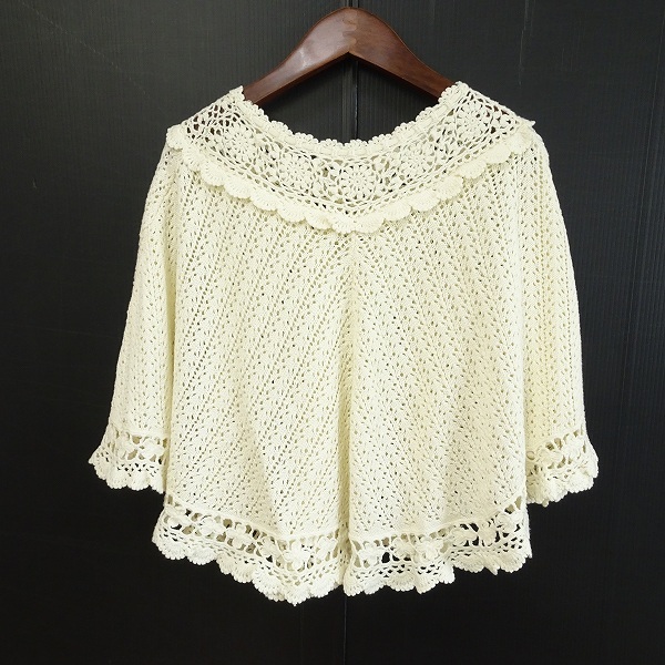 #apc Pink House PINKHOUSE cardigan ivory knitted key braided poncho manner ribbon beautiful goods lady's [856365]