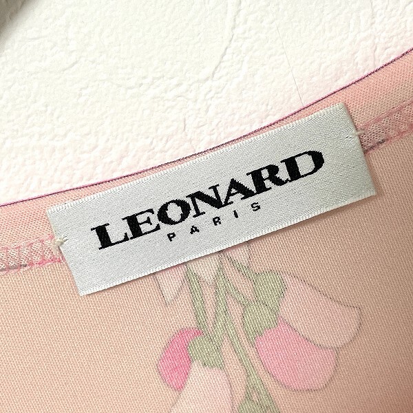 #apc レオナール LEONARD ワンピース 42 ピンク グレー系 シルク イタリア製 花柄 七分袖 レディース [863061]_画像5