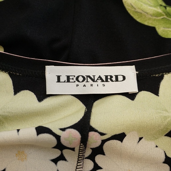 #apc レオナール LEONARD ワンピース 40 黒 シルク 長袖 花柄 イタリア製 レディース [863065]_画像5