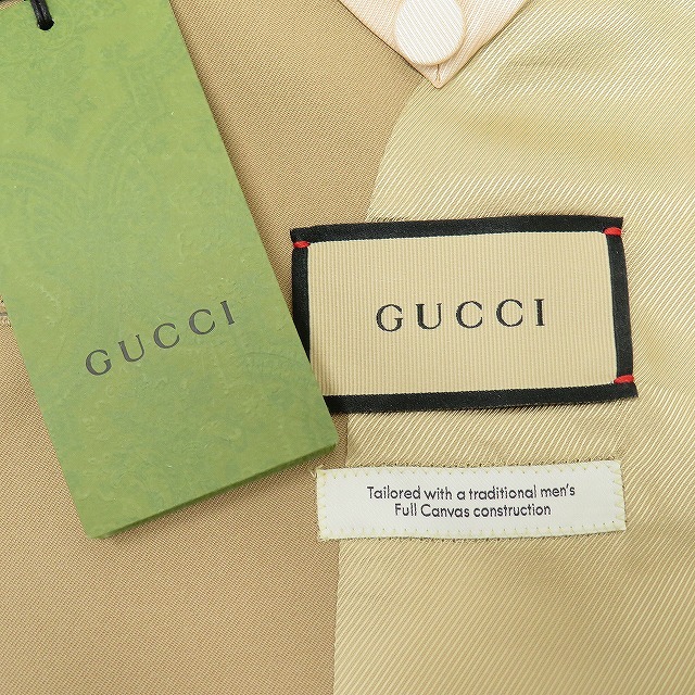 #anc グッチ GUCCI パンツスーツ ツーピース ベージュ シンプル イタリア製 タグ付 美品 レディース [840622]_画像10