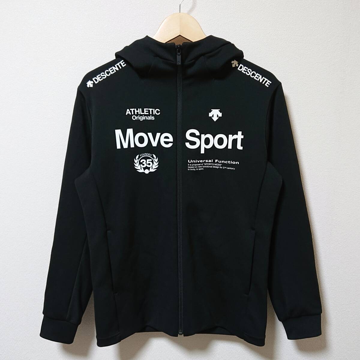 ■DESCENTE デサント 野球 大谷翔平着用 軽量トレーニングウェア フーディ ジャケット ジャージ パーカー MOVESPORT S.F.TECH 黒 白 L WBCの画像2