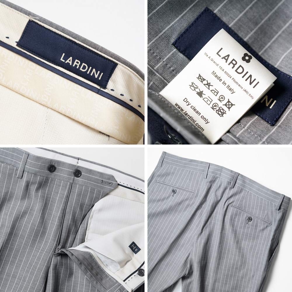 春夏モデル■新品18万【LARDINI】ラルディーニ極上グレーストライプウール100％/2釦セットアップスーツ50/L/テーラードジャケットパンツ