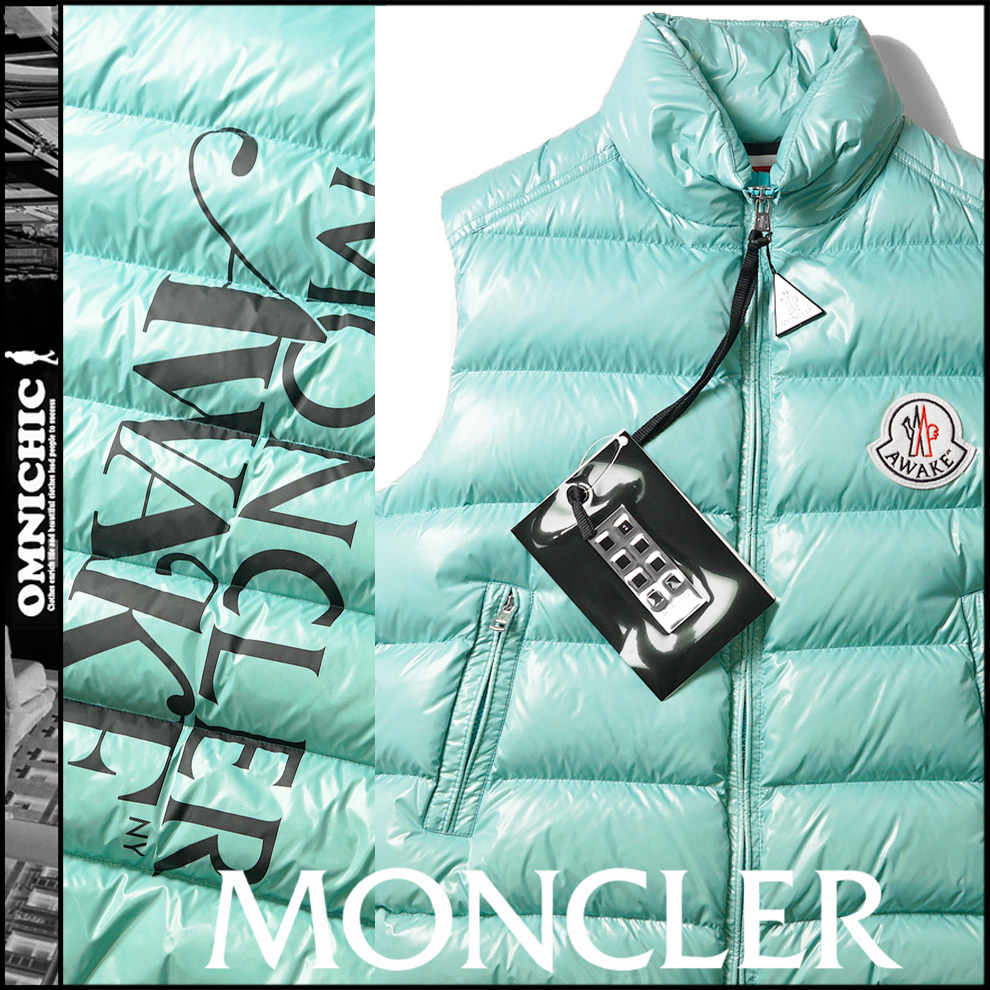 国内正規品■新品/春夏/幻のAWAKEコラボ【2 MONCLER GENIUS 1952 】モンクレールジーニアスアウェイクビックロゴシャイニーダウンベスト1_画像1