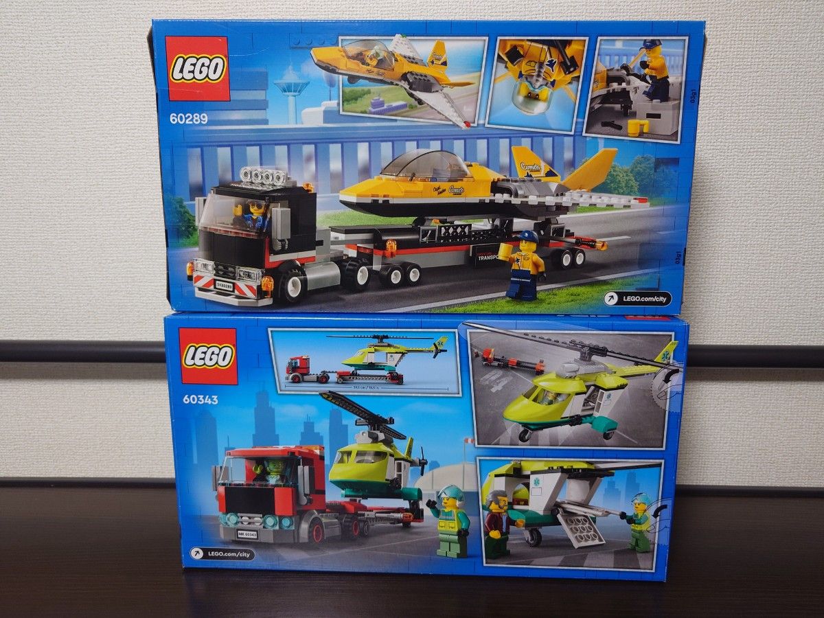 レゴ(LEGO) シティ  60289 60343 航空ショーのジェット輸送車 &レスキューヘリコプター輸送トラック 