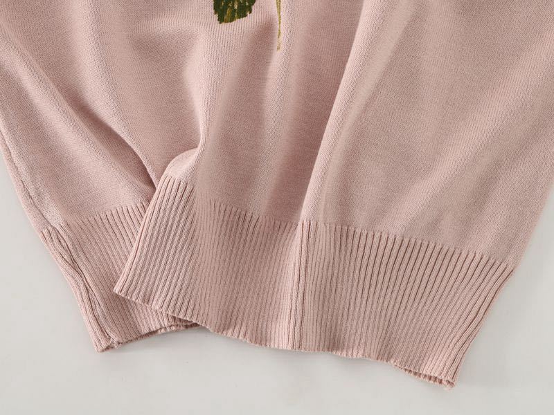 レディーストップス　半袖麻リネン　氷感　ニットセーター肌触りいい　素敵柄ピンク色_画像4