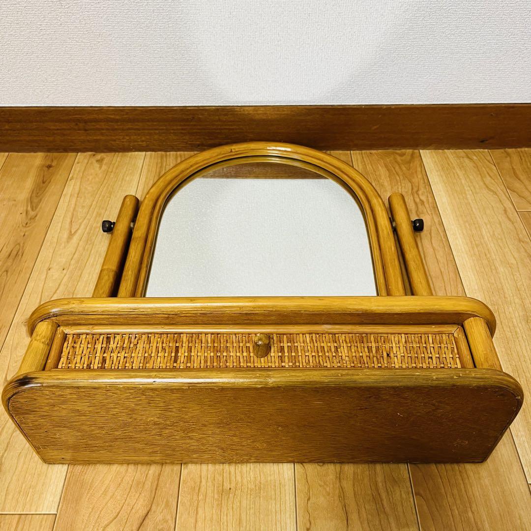 [ rare goods ] rattan rattan dresser Vintage mirror 