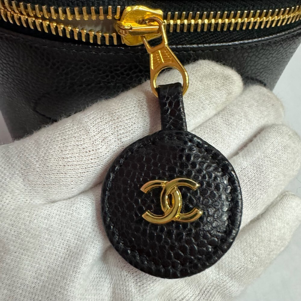  Chanel caviar s gold vanity black 2 number pcs A01998 handbag 