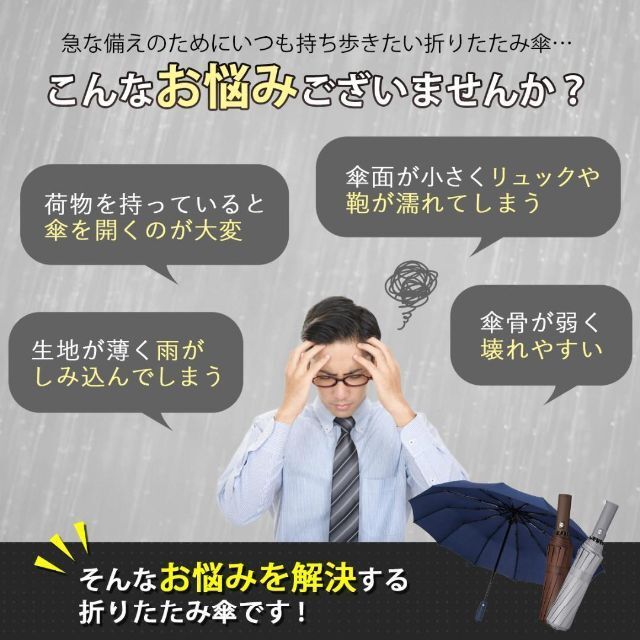 折りたたみ傘 メンズ 日傘 自動開閉 大きい 晴雨兼用 丈夫 12本骨 軽量 おしゃれ 折り畳み傘 高級 おしゃれ レディース 通勤 通学_画像2