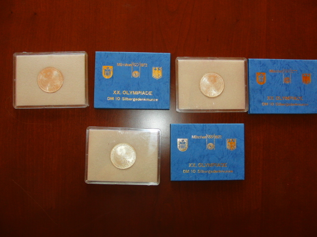 1972年ミュンヘンオリンピック　ドイツ10マルク記念硬貨　3枚セット_画像2
