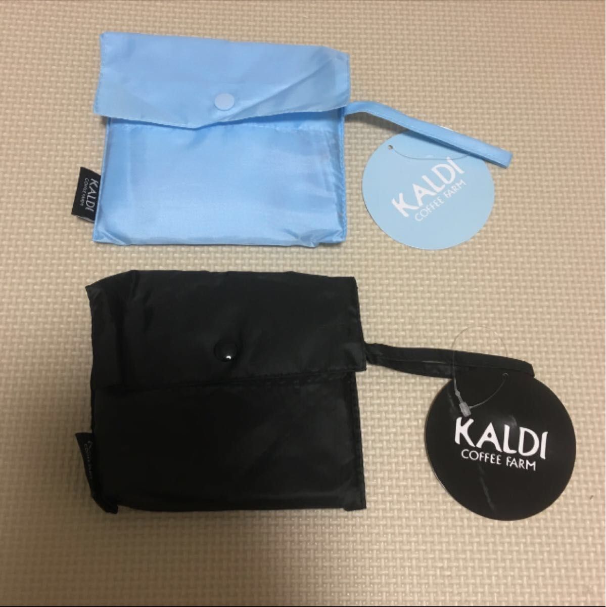 カルディ エコバッグ　ショッピングバッグ KALDI ライトブルー　ブラック