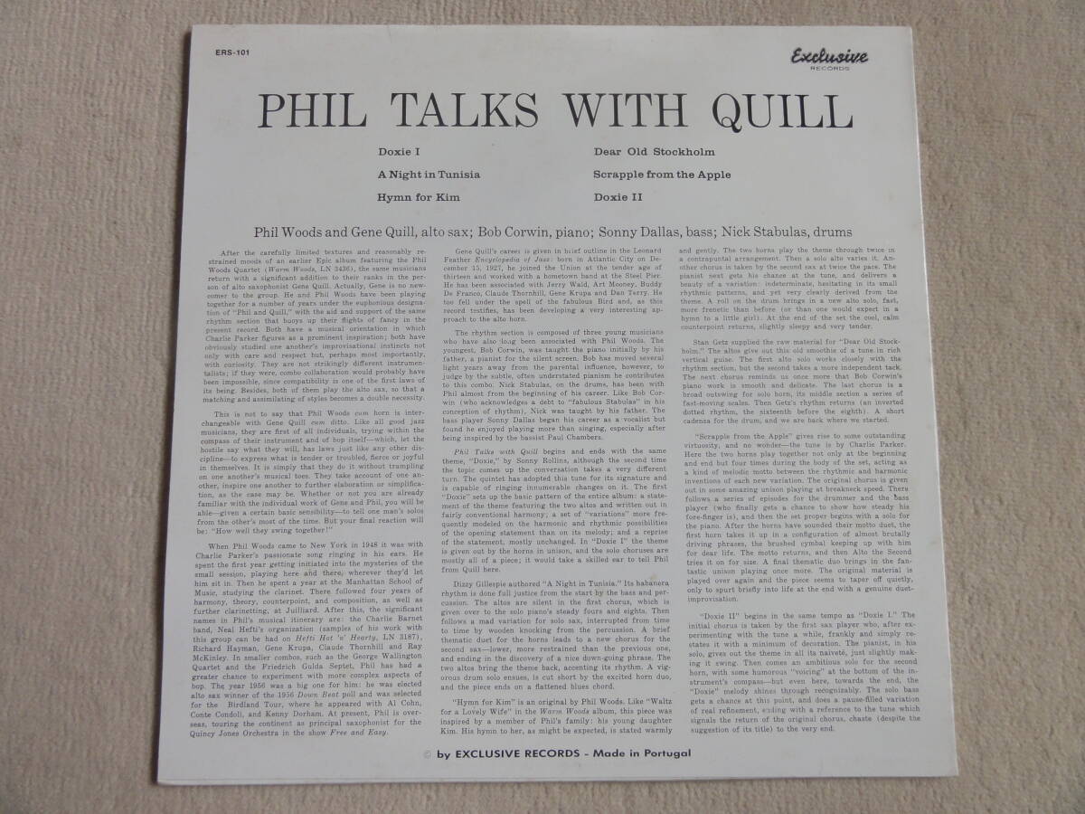 即決 ★未使用同盤★Phil Woods/フィル・ウッズ /ジーン・クイル/フィル・トークス・ウィズ・クイル /EUオリジナル盤 　_画像2