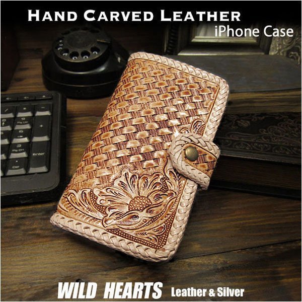 iPhone 12/12 Pro iPhone case smartphone case notebook type leather case original leather Carving hand made saddle leather natural magnet 