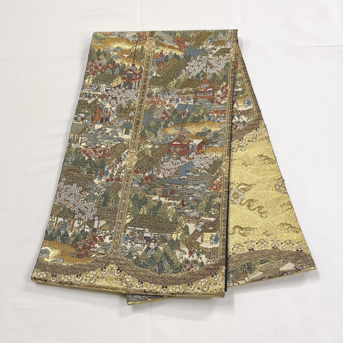 着物月花 祇園祭 袋帯 六通柄 正絹 金糸 ob1375の画像8