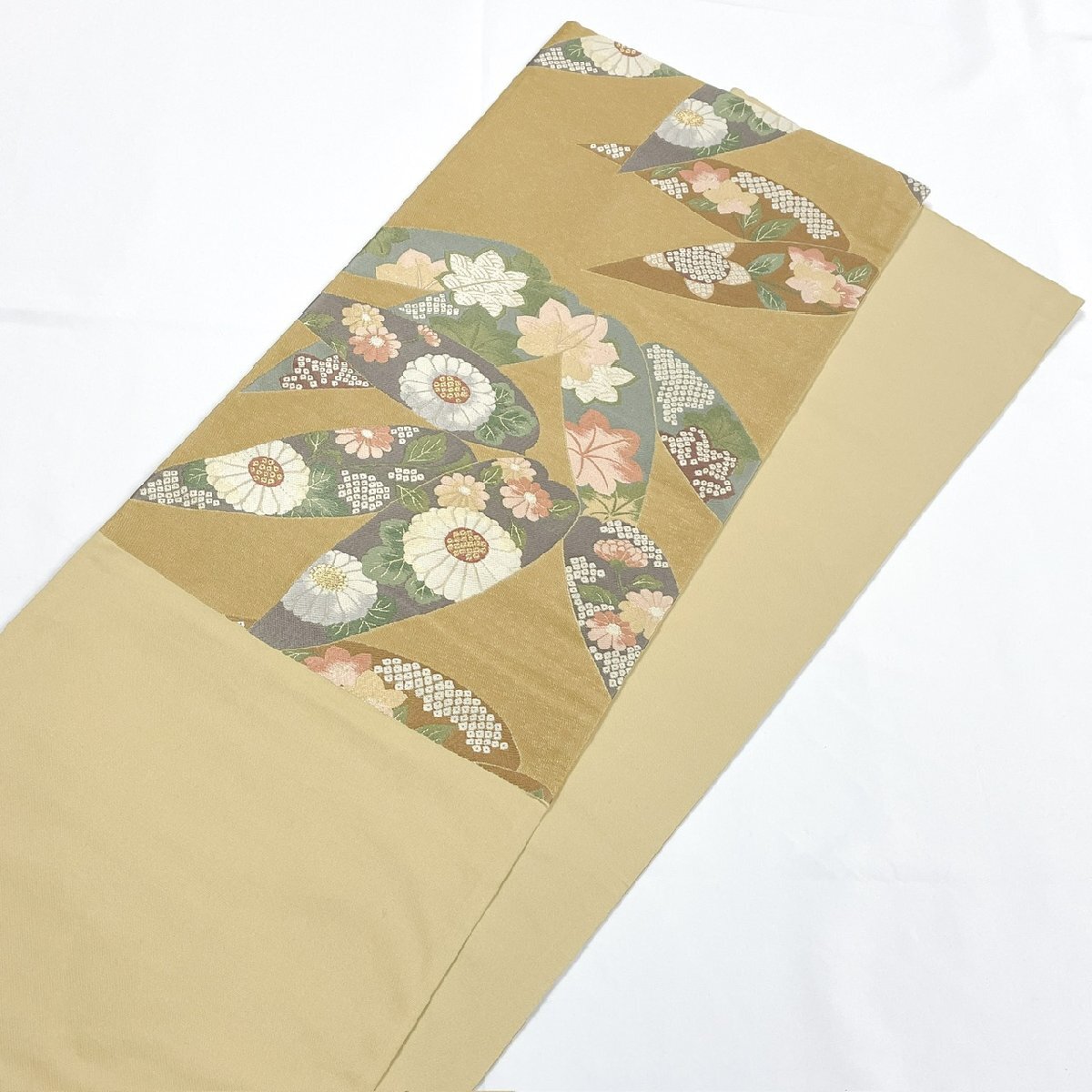 着物月花 品のある花 袋帯 六通柄 正絹 金糸 ob1446の画像6