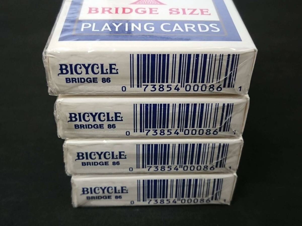 【G90】BICYCLE　BRIDGE SIZE　PLAYING CARDS　4点セット　青　未開封　レア　デック　トランプ　カード　マジック　手品_画像4