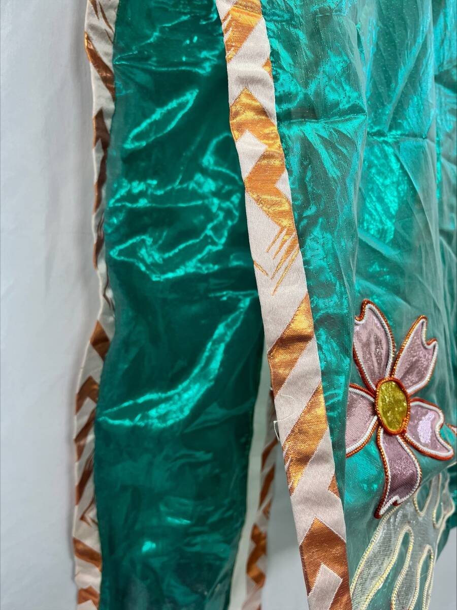 【JG23】羽織 透け感 キラキラ 緑色 花 桜 和装 和服 衣装 芝居 演劇 大衆演劇 舞踊 舞台 コスプレの画像4