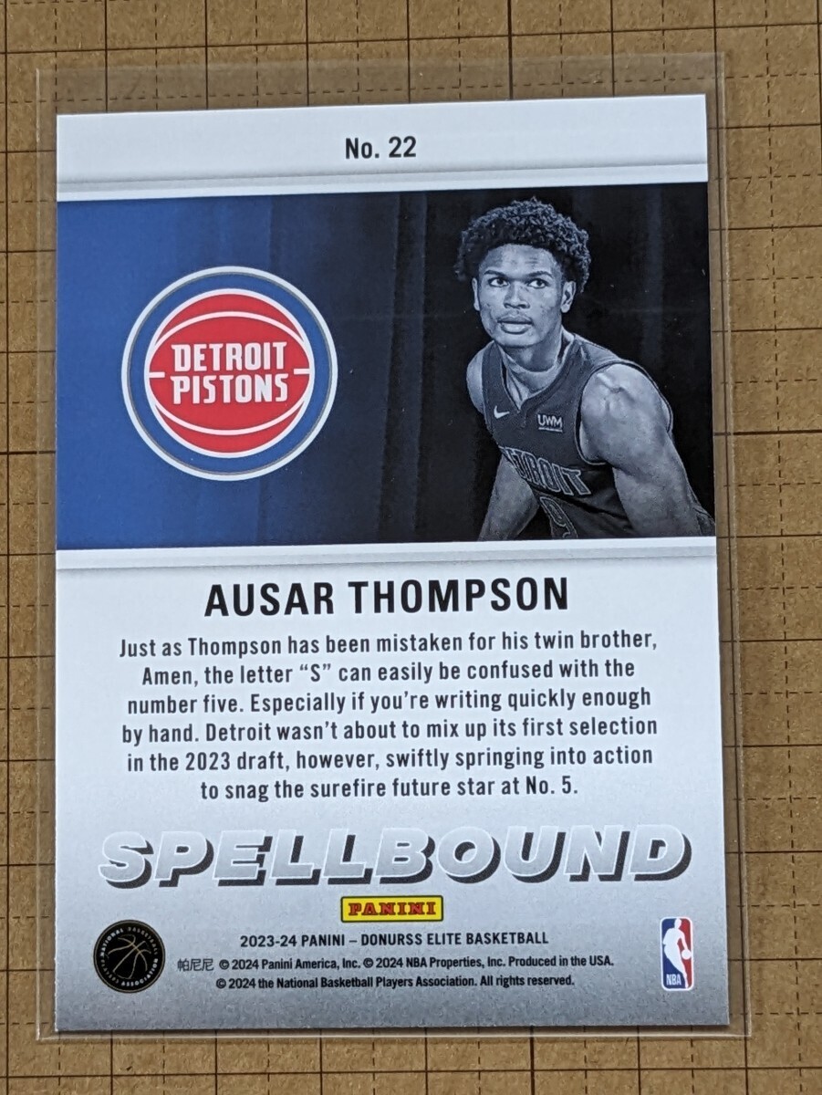 アサー・トンプソン【NBA2023-24PANINI DONRUSS ELITE BASKETBALL】AUSAR THOMPSON RC #22 インサート SPELLBOUND の画像2