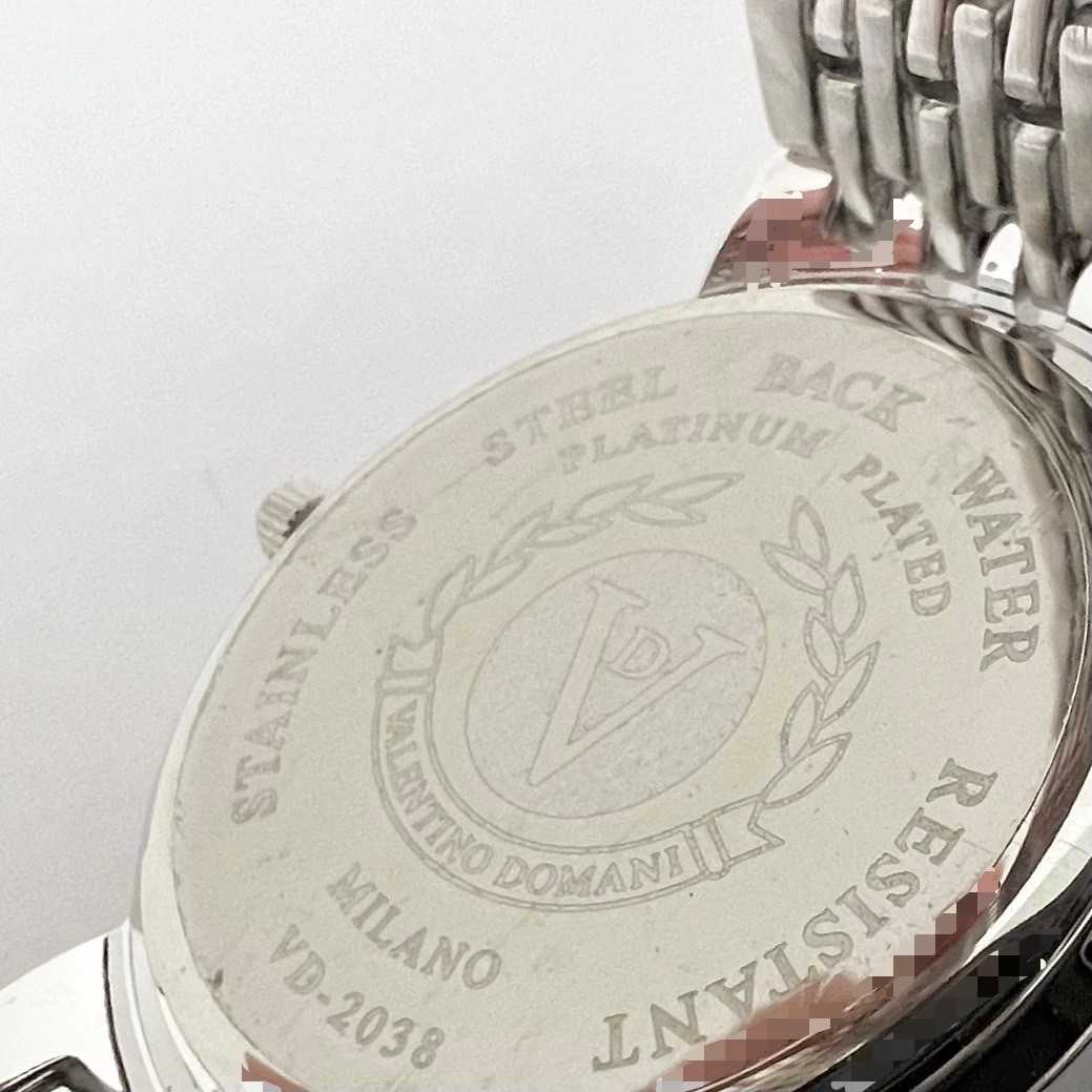 15378/ VALENTINO DOMANI VD-2038 FINE PLATINUM 999.9 プラチナ バレンチノドマーニ ウォッチ 石付き シェル文字盤 銀 シルバー 腕時計の画像7