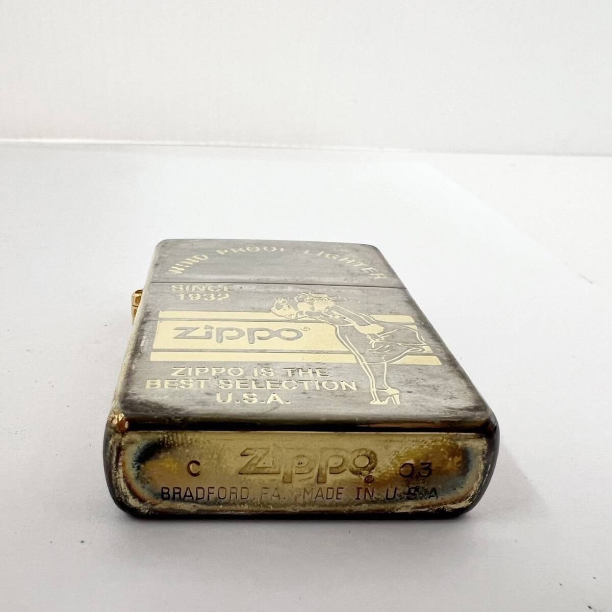 14425/ WINDPROOF LIGHTER SINCE1932 ZIPPO IS THE BEST SELECTION U.S.A. ジッポー ライター シルバー ゴールド 喫煙具_画像4