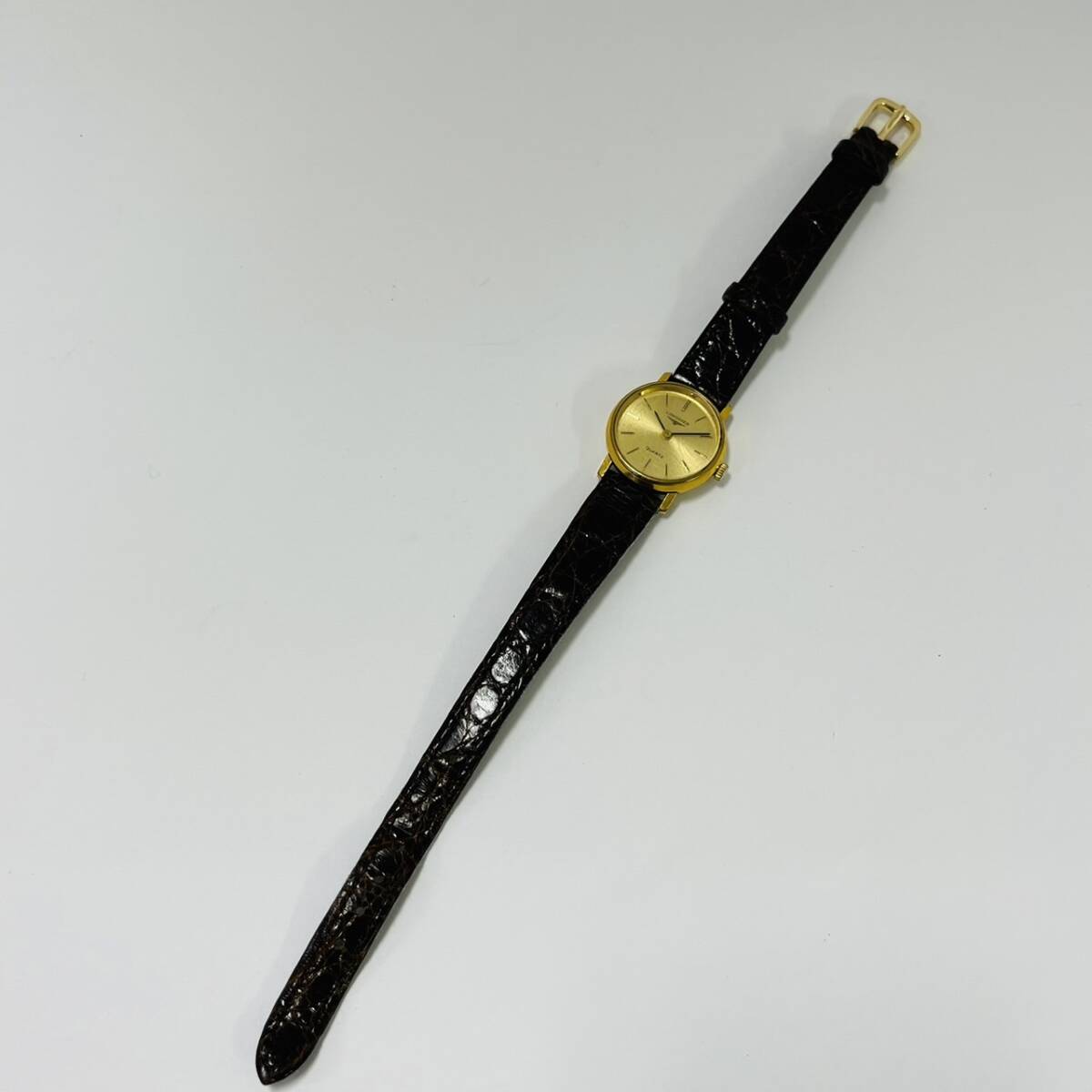 15515/ LONGINES ロンジン ゴールド文字盤 腕時計 レディースの画像8