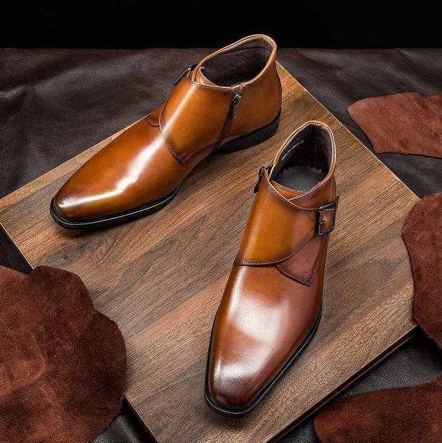 チェルシーブーツ ブーツ メンズシューズ　牛革　ビジネスシューズ　イギリス風　革靴　 フォーマル　本革　紳士靴　ブラウン　25.5cm