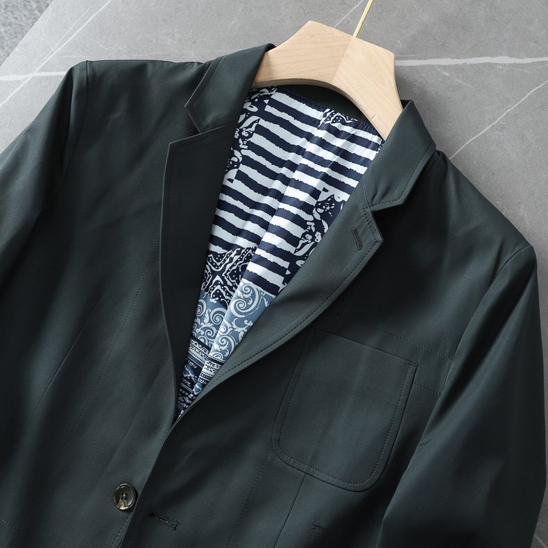 XZ-FS-Green(実寸175 M度 )新品 新作 春夏 防撥水 無地 薄 ◆ 完売■ 高品質 限定美品■2ボタン メンズ 紳士 ジャケット スーツの画像4