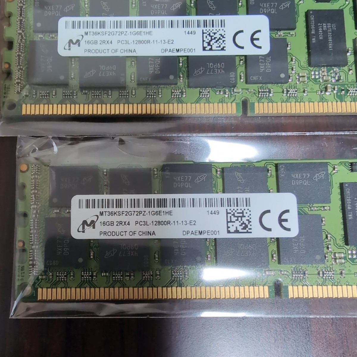 【4枚/計64GB】Micron DDR3L-12800R 16GB ECC Registered サーバー メモリ ECC REG DDR3-1600の画像2