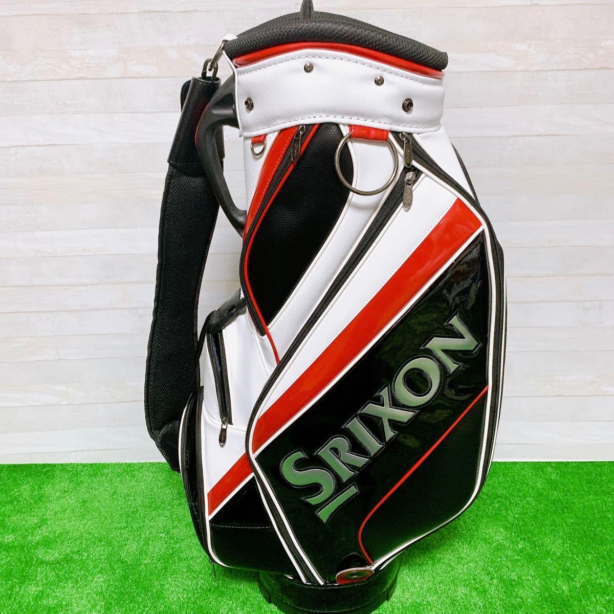 【極美品】SRIXON ゴルフ キャディバッグ 5分割 9型 スリクソン ダンロップ ブラック レッド 合成皮革　ほぼ未使用品