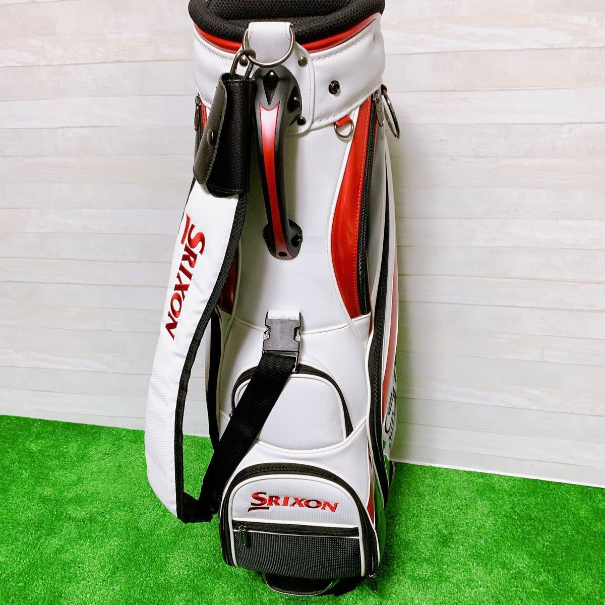 【極美品】SRIXON ゴルフ キャディバッグ 5分割 9型 スリクソン ダンロップ ブラック レッド 合成皮革　ほぼ未使用品