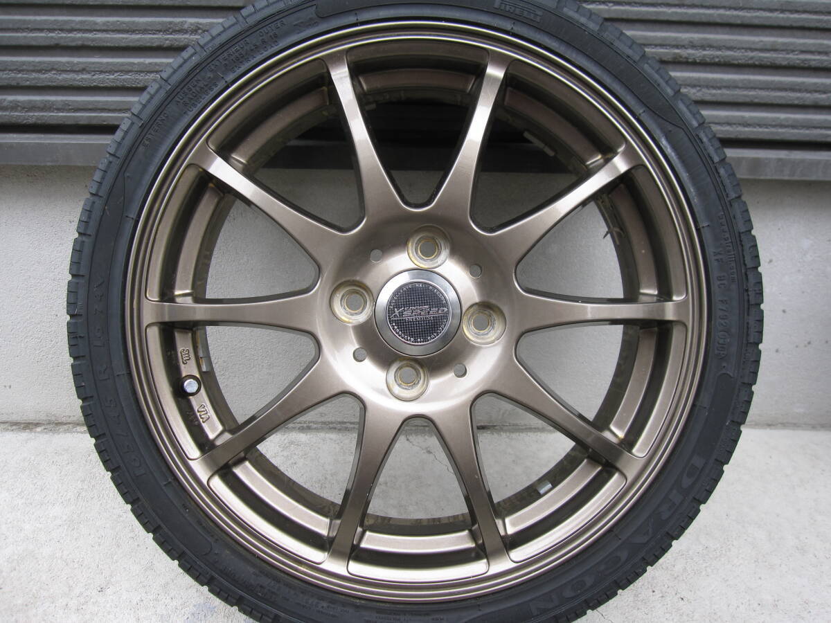 中古 軽量 人気のブロンズ 165/45R16 PCD100 4H 5J +45 ゴールド ムーヴ ワゴンR コペン N-BOX タント など 軽自動車全般 引き取り歓迎の画像2