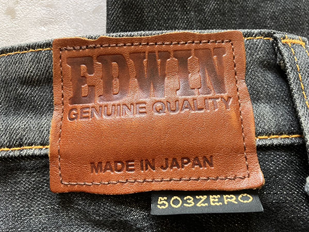  быстрое решение W31 Edwin EDWIN 503 ZERO черный Denim стрейч orange стежок сделано в Японии MADE IN JAPAN б/у обработка кромка цепь стежок 