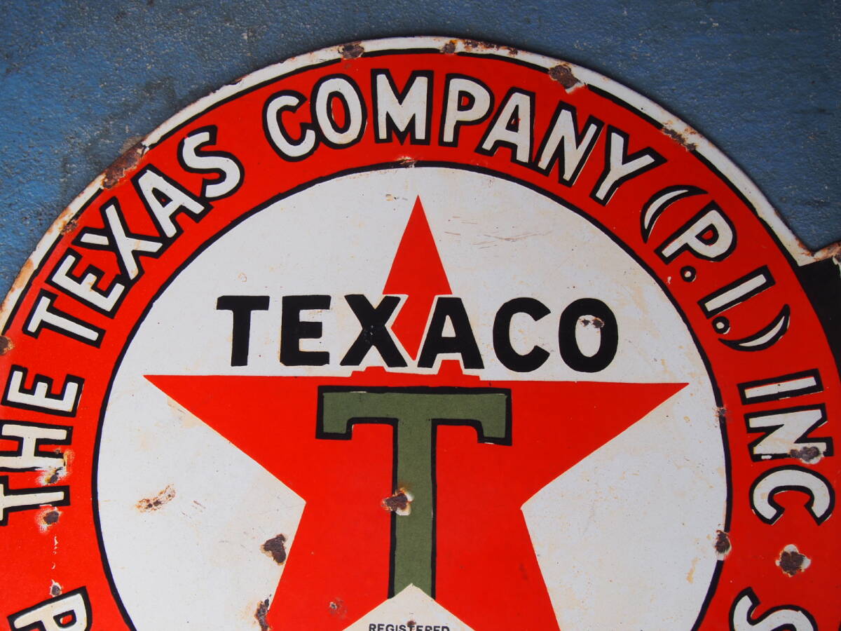 アメリカ 1920~30年代 TEXACO ホーローフランジサインの画像5