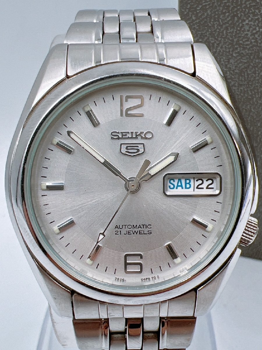 SEIKO セイコー SEIKO 5 セイコーファイブ 7S26-01V0 A4 WP 自動巻 メンズ 腕時計 シルバー文字盤 【AF032】_画像2