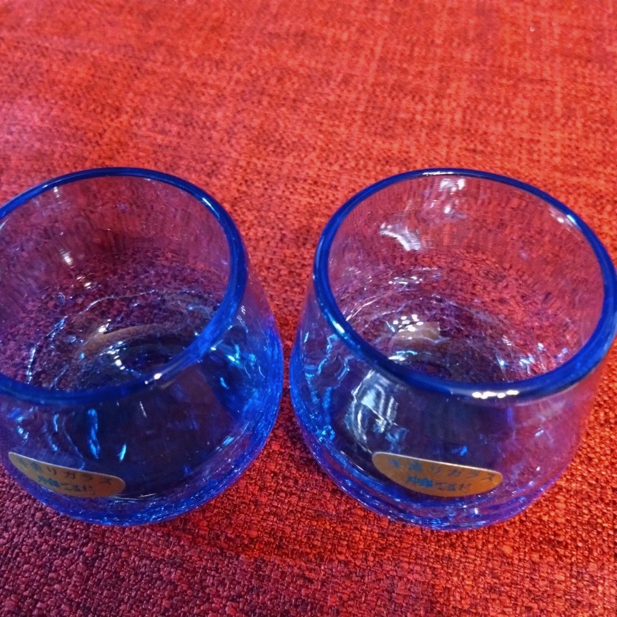 琉球ガラス　沖縄工芸村　グラス2個セット　手造りガラス　未使用