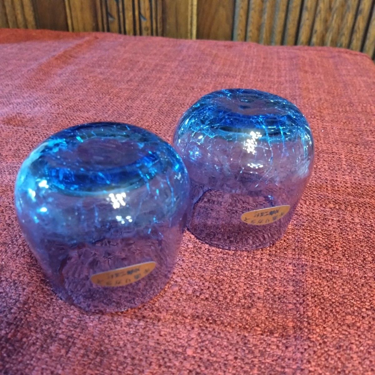 琉球ガラス　沖縄工芸村　グラス2個セット　手造りガラス　未使用