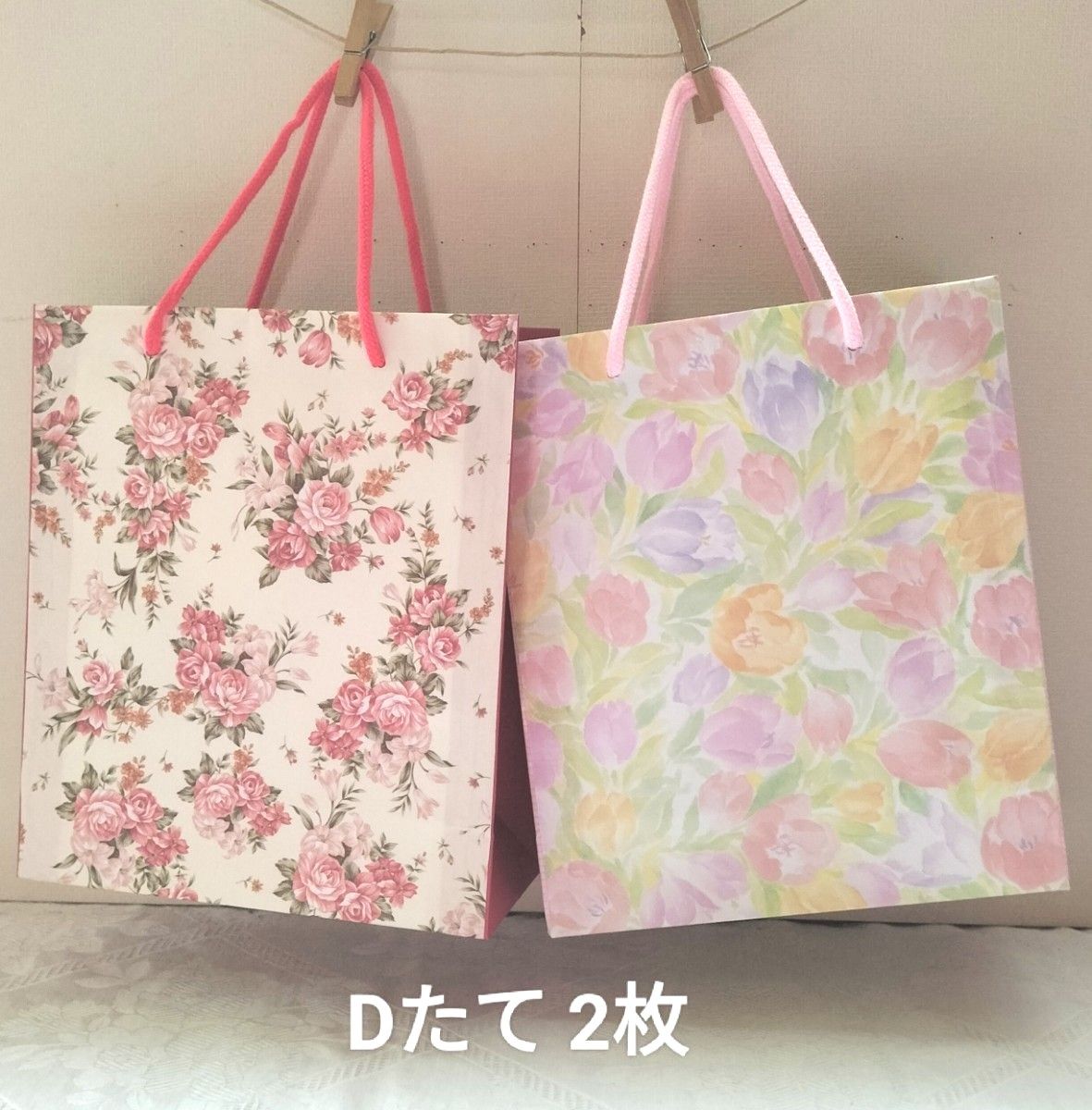 No.10【Dたて】持ち手つきミニ紙袋2枚￥320ハンドメイド