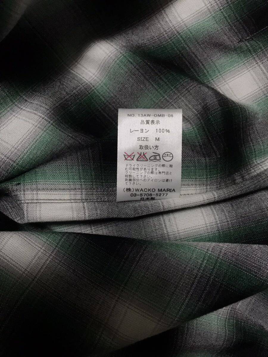 WACKO MARIA チェック オンブレ シャツ レーヨン ワークシャツ 緑 黒 Mの画像8