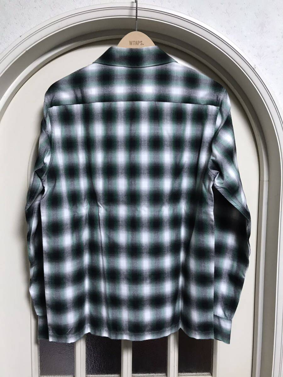 WACKO MARIA チェック オンブレ シャツ レーヨン ワークシャツ 緑 黒 Mの画像2