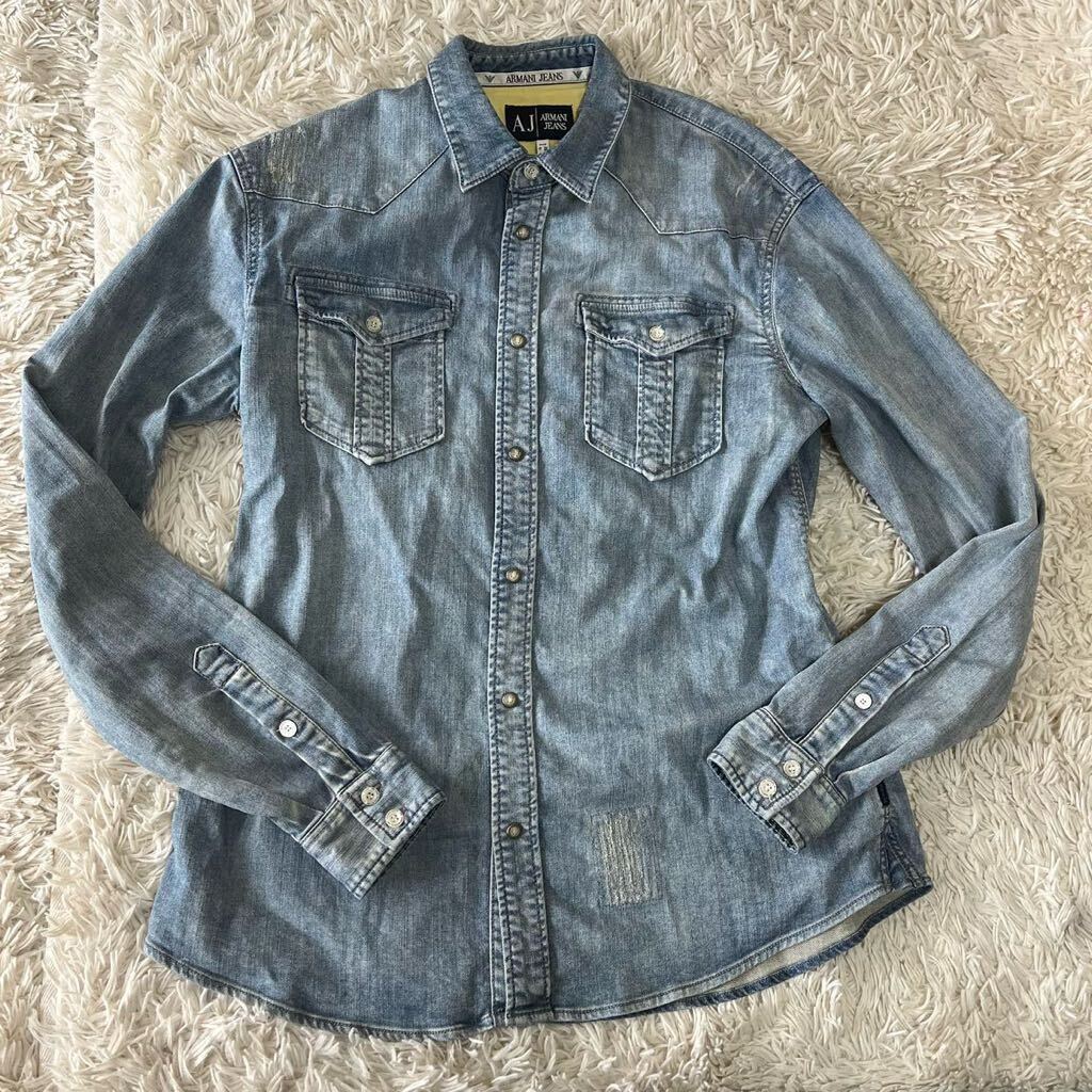  rare XXL!ARMANI JEANS[.. manner .] Armani Jeans Denim jacket G Jean blouson indigo b lumen z3L large size 