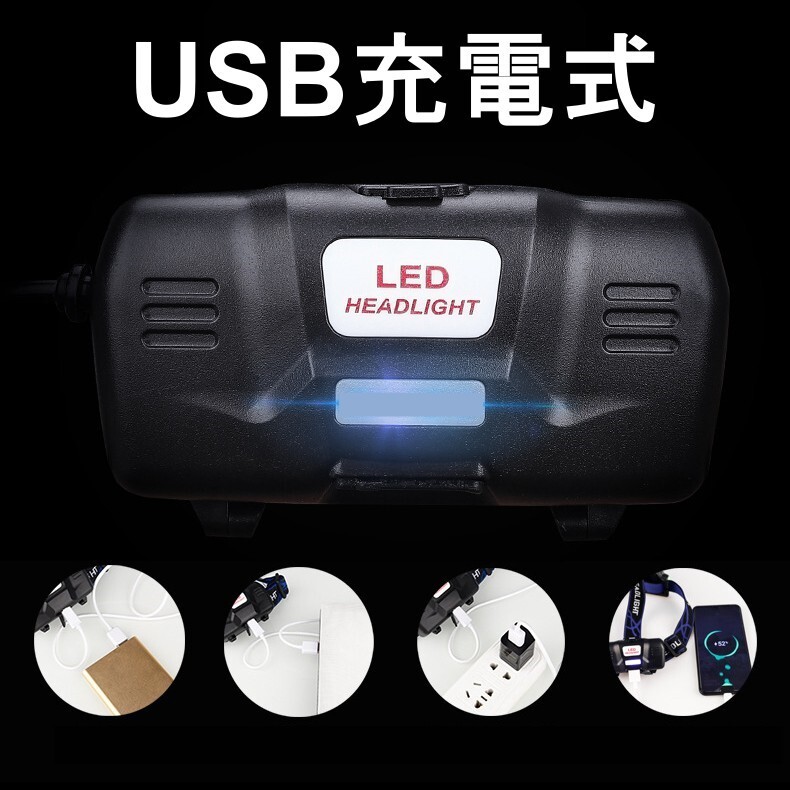 高輝度 LEDヘッドライトUSB充電式　人感センサー　防水　防災　ヘッドランプ