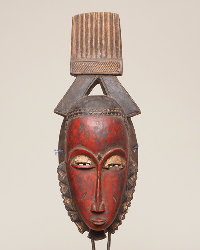 アフリカ　コートジボワール　ヤウレ族　マスク　仮面　No.395　木彫り　アフリカンアート　彫刻　プリミティブアート