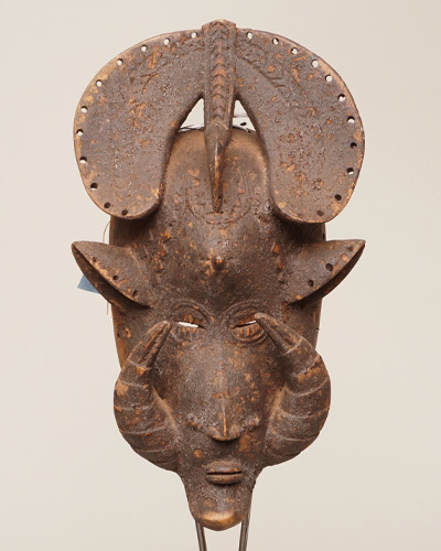 アフリカ　コートジボワール　セヌフォ族　マスク　仮面　No.393　木彫り　アフリカンアート　彫刻　プリミティブアート