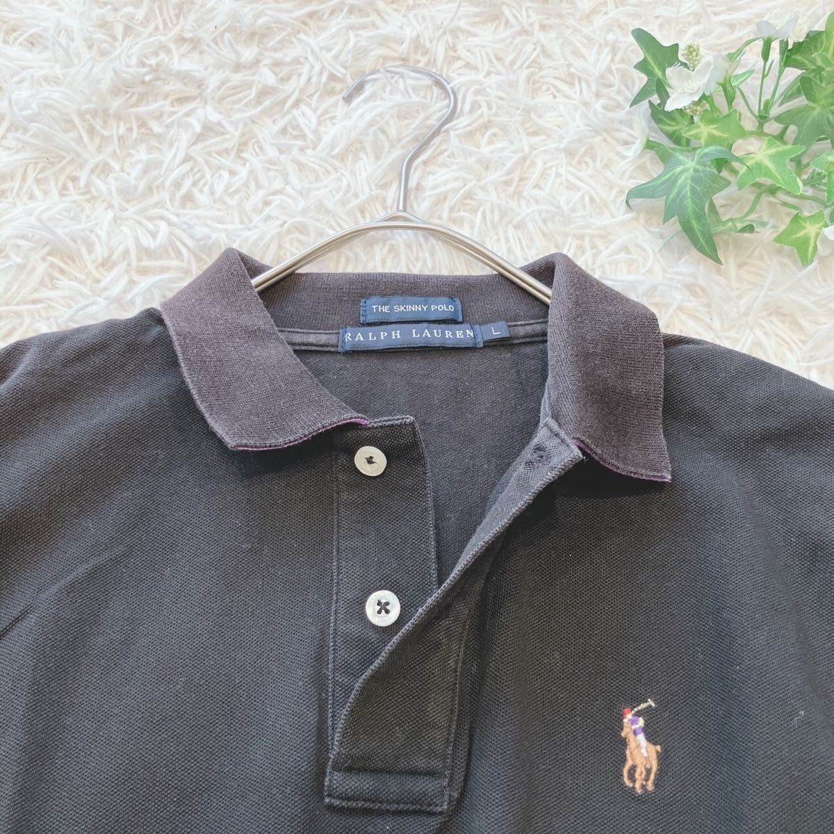 5215【RALPH LAUREN】ポロシャツ（L）ワンポイント刺繍ロゴ 半袖トップス ゴルフ カジュアル