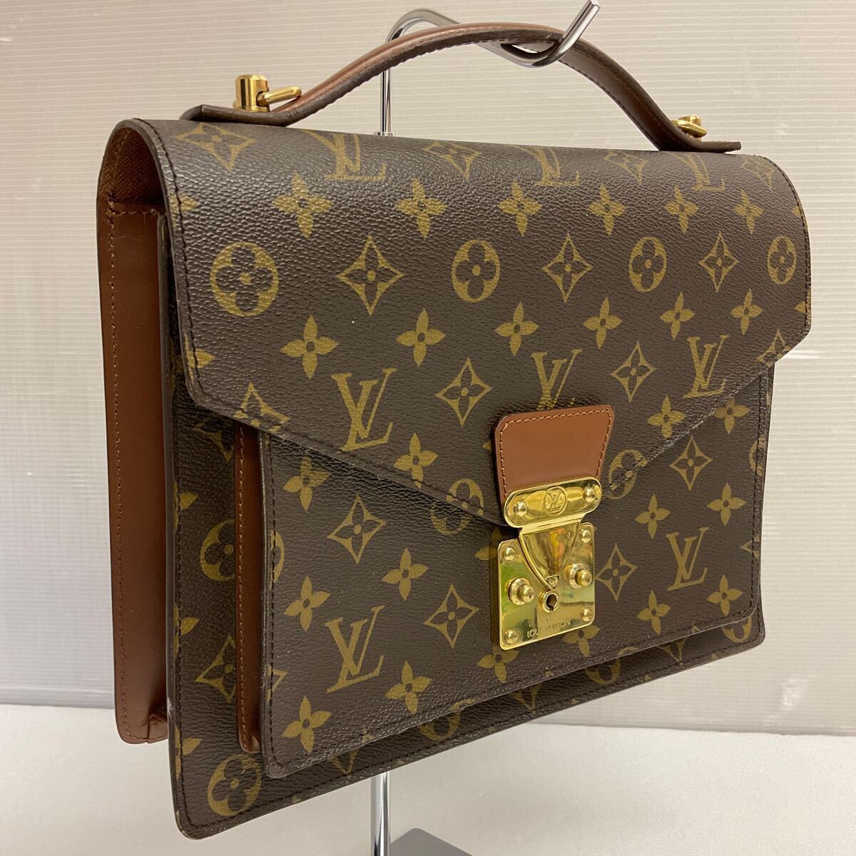 営MK37-80B LOUIS VUITTON ルイヴィトン モンソー 28 ハンドバッグ モノグラム シリアルナンバーA20991 W約28cm H約22cm D約6cm_画像4