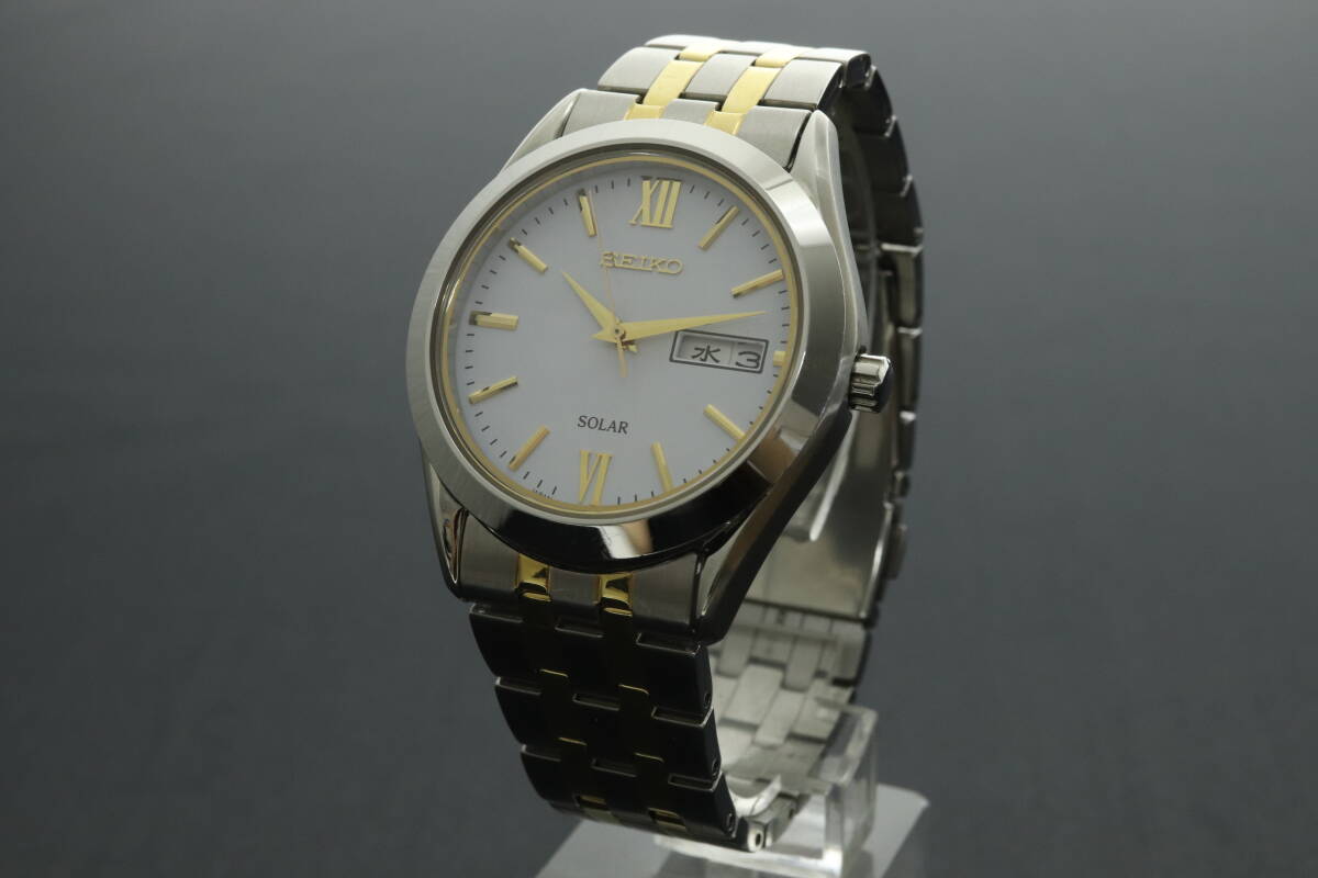 VMPD6-214-41 SEIKO セイコー 腕時計 V158-0BA0 デイデイト ラウンド ローマン ソーラー 約98g メンズ コンビ 動作品 中古_画像2