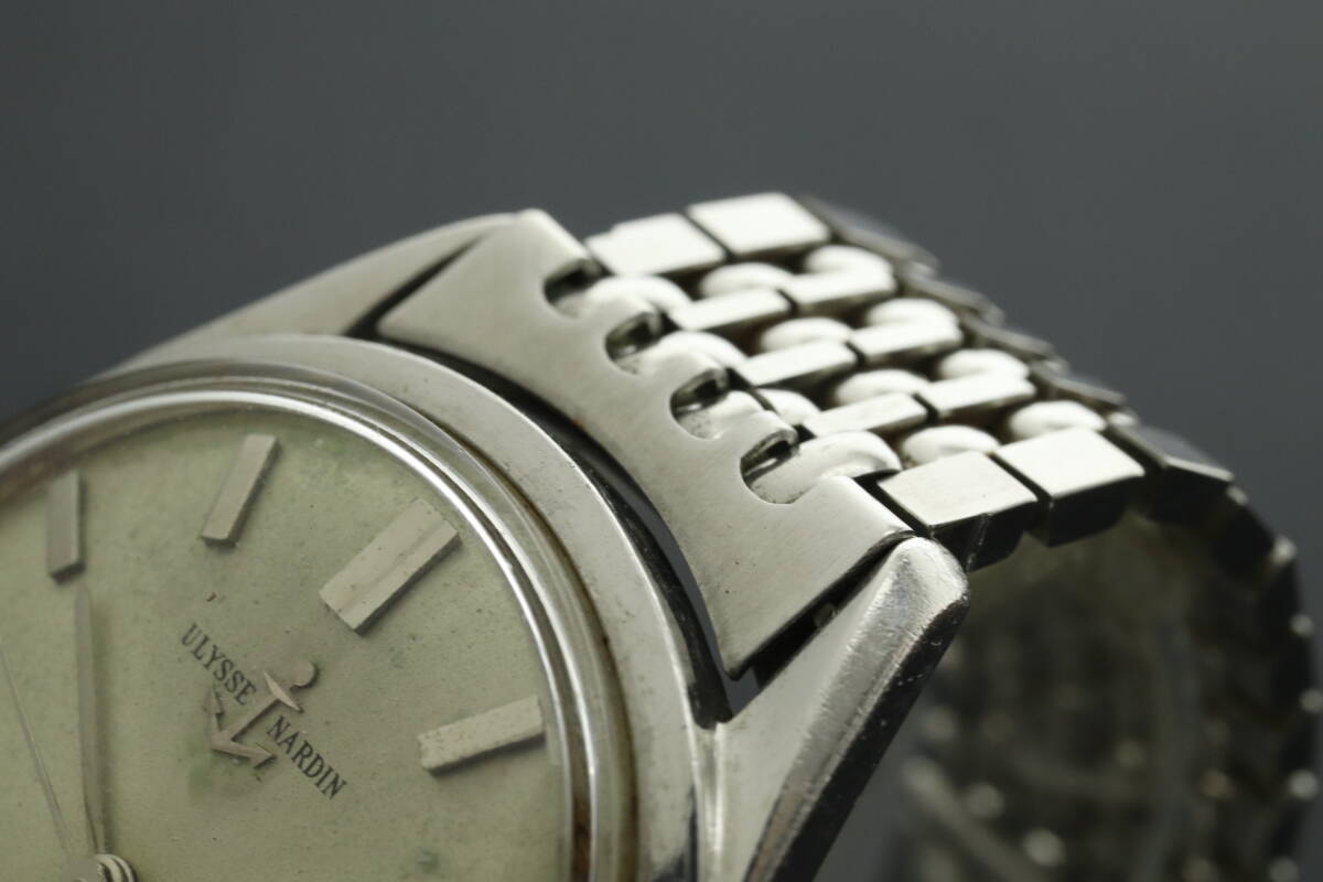LVSP6-3-28 7T035-21 Ulysse Nardin ユリスナルダン 腕時計 デイト ラウンド 自動巻き 約61g メンズ シルバー 文字盤シルバー ジャンクの画像5