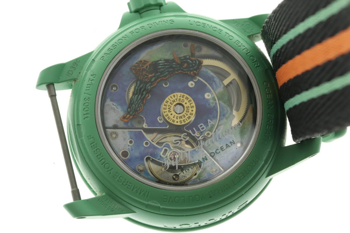 LVSP6-3-9 7T035-2 Blancpain Swatch наручные часы SO35I100 индеец Ocean самозаводящиеся часы примерно 44g мужской зеленый принадлежности имеется рабочий товар б/у 