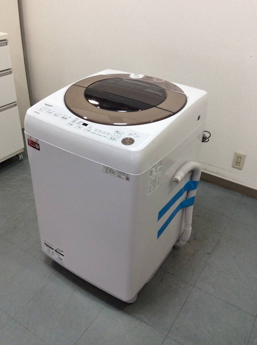 YJT8464【SHARP/シャープ 10.0㎏洗濯機】美品 2022年製 ES-GV10F 家電 洗濯 簡易乾燥付
